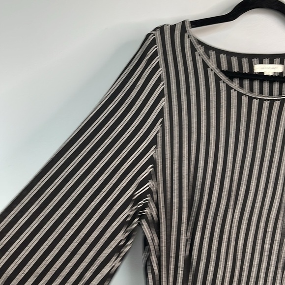 Max Studio Striped Tunic Top Black White Tied Sleeve Cuffs Stretch Plus Size 2X - Picture 4 of 12